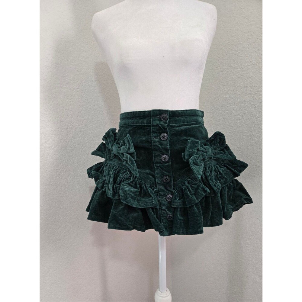 Dollskill Ruffled Corduroy Mini Skirt With Bows